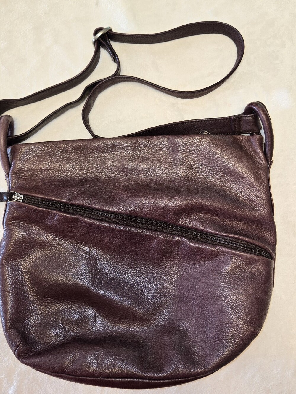 Leather Crossbody Bag in Deep Plum - Classic Everyday Style